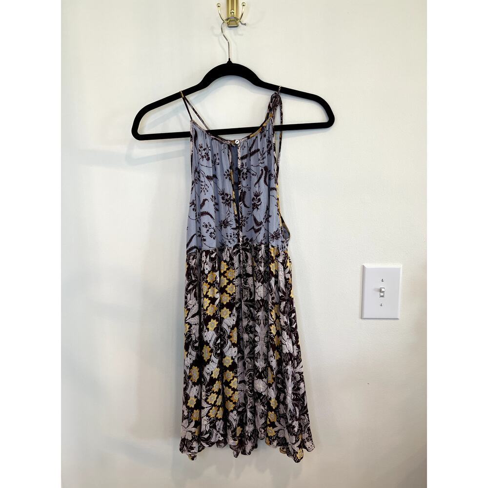 Intimately Free People Boho Floral Slip Dress Blue Purple Mini Flowy Small